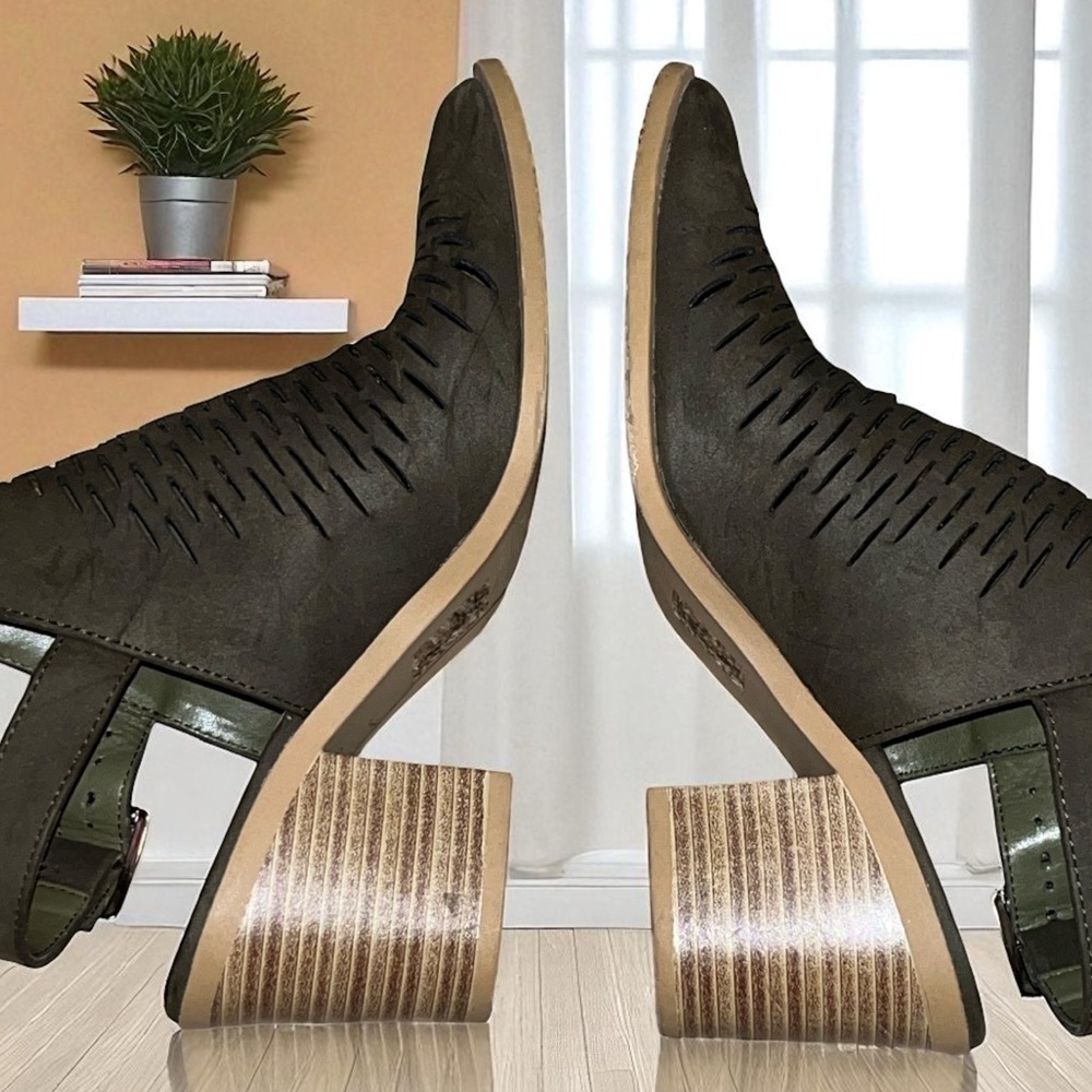 Cityclassified Dark Olive Perforated Ankle Booties